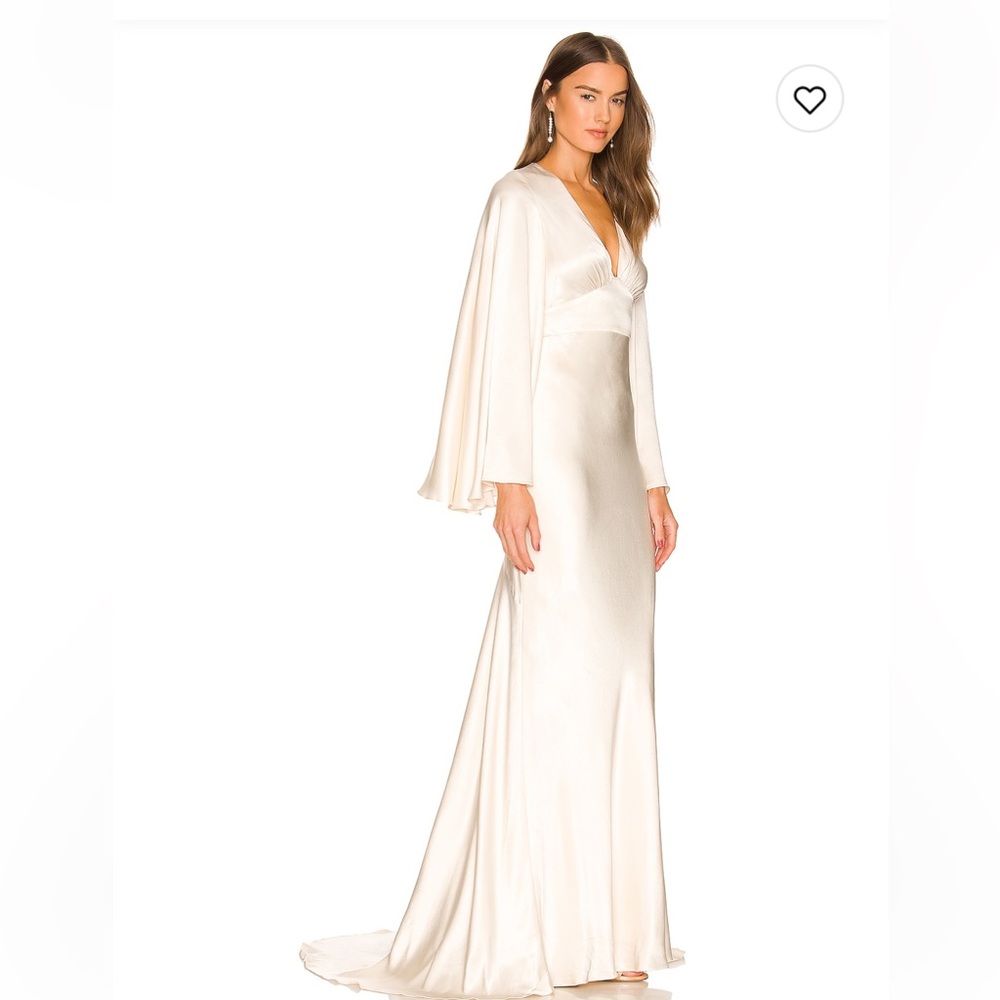 NWT Shona Joy La Lune Plunging V-neck, Backless Maxi Dress in Cream - Picture 3 of 11